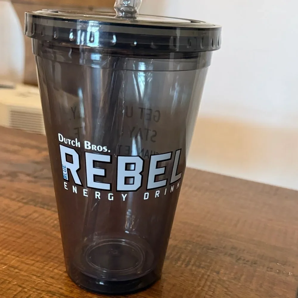 Dutch Bros Gray Rebel Energy Tumbler with Straw